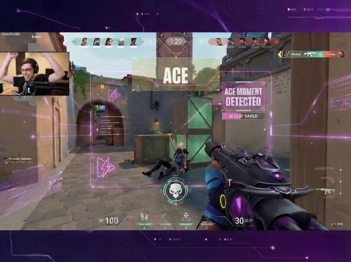 AI detecting ace moments and team wipe sequences, producing viral-ready montage clips for social media