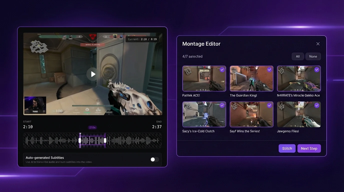 FragCut Creative Studio Interface demonstrating Fine-Tuning and Montage features